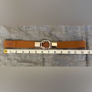 Brown Leather Belt with Gold Buckle